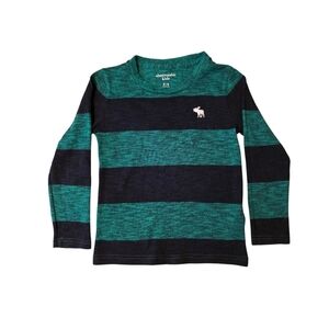 abercrombie kids Green & Black Striped Long-Sleeve Tee